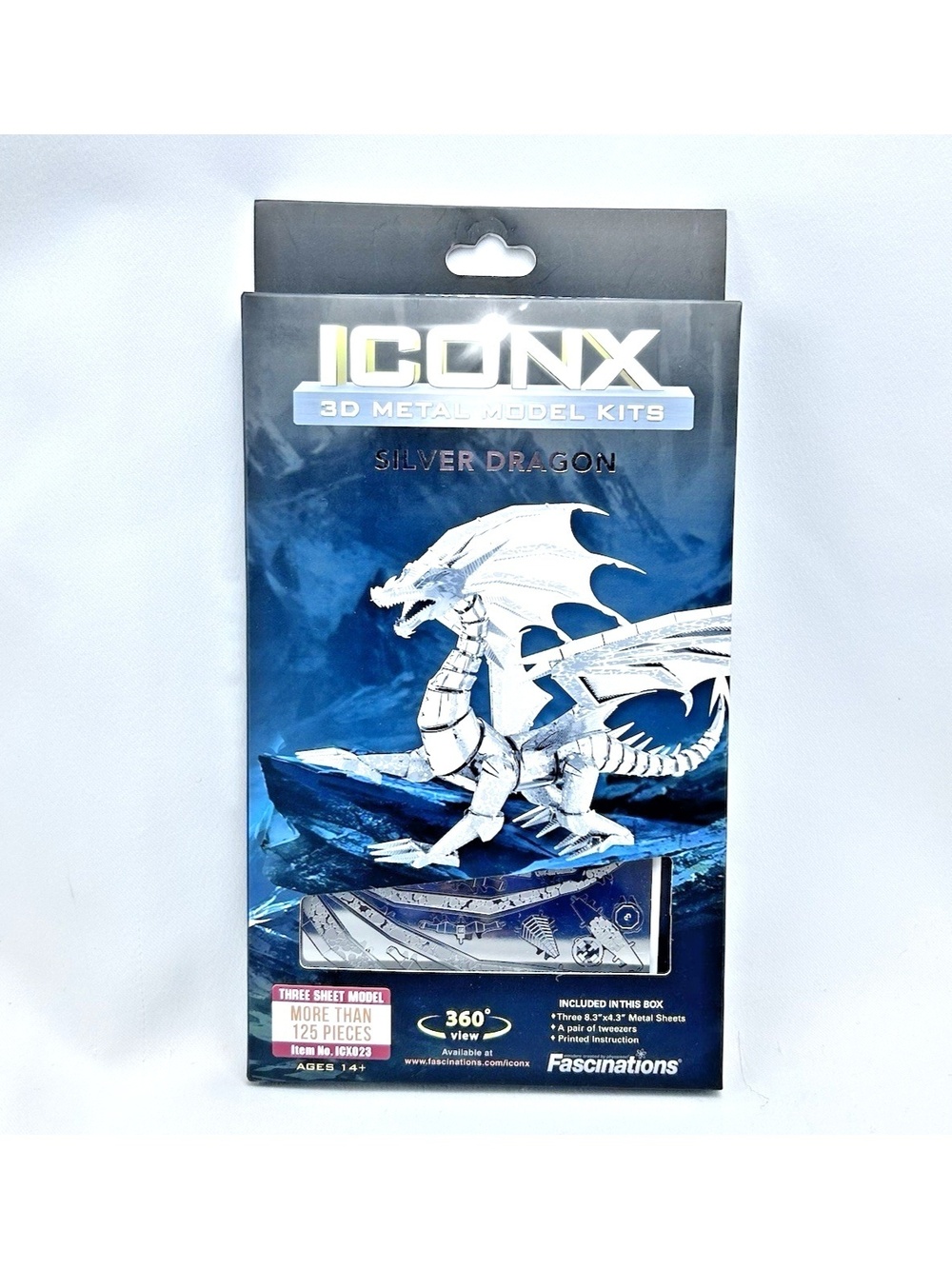 Iconx Silver Dragon Model Kit 3D Metal Earth Laser Cut Building Toy Age 14+